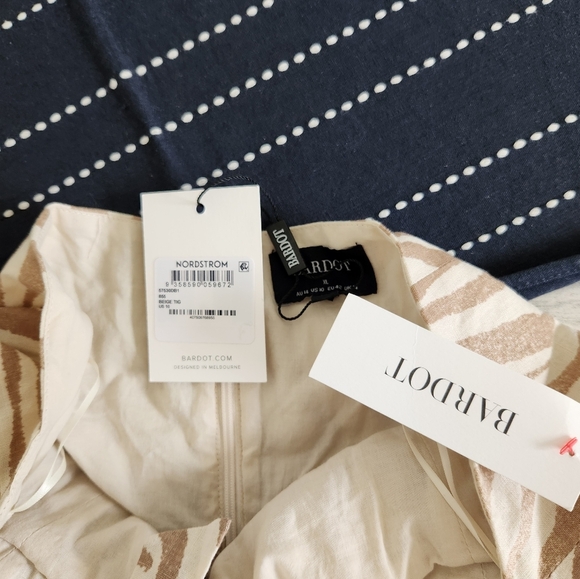 Bardot Nala Midi Dress In Beige Tiger Linen NWT Size XL/10 - Picture 7 of 11